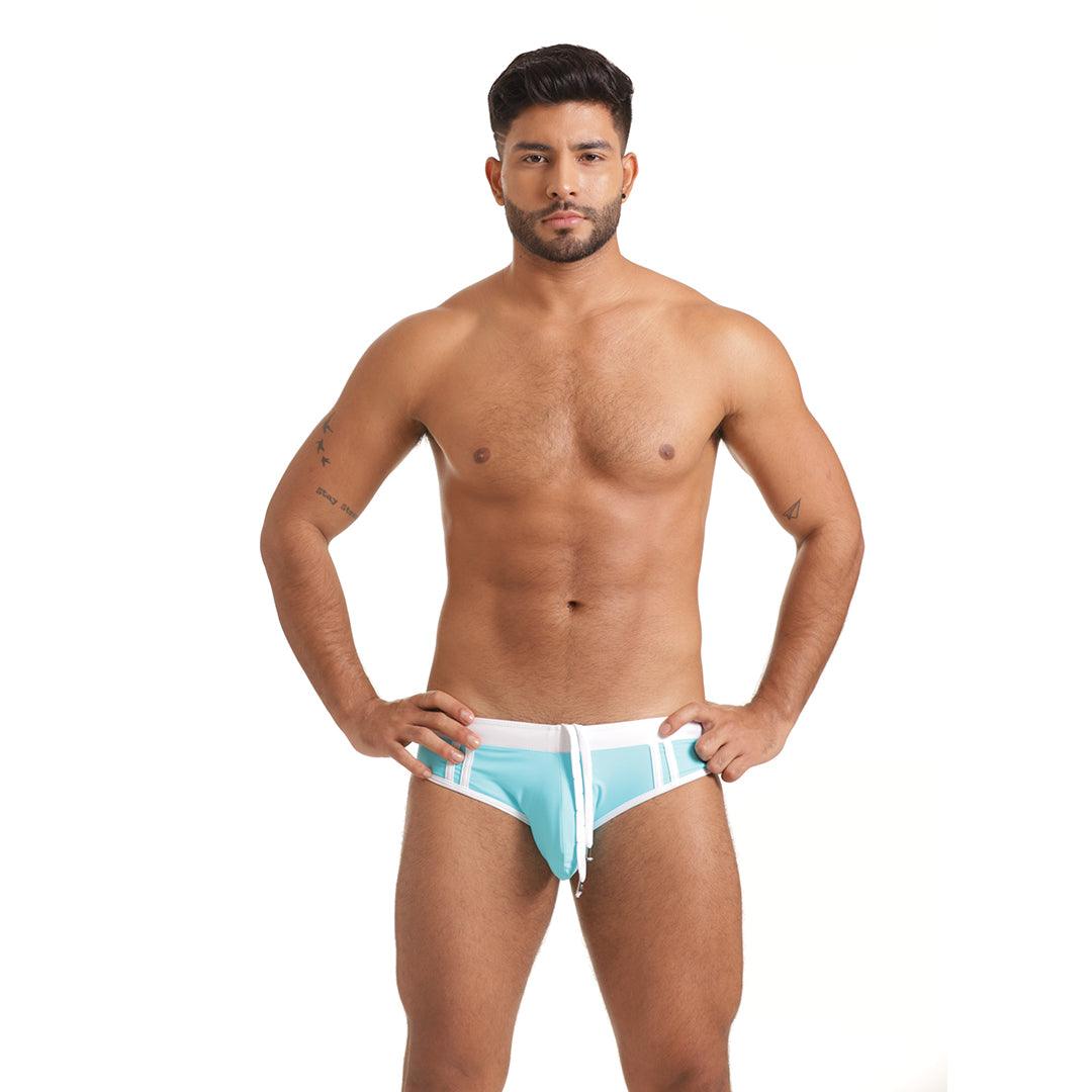 ACTIVE BLUE WHITE SWIM BRIEF - Gigo Underwear & MensWear