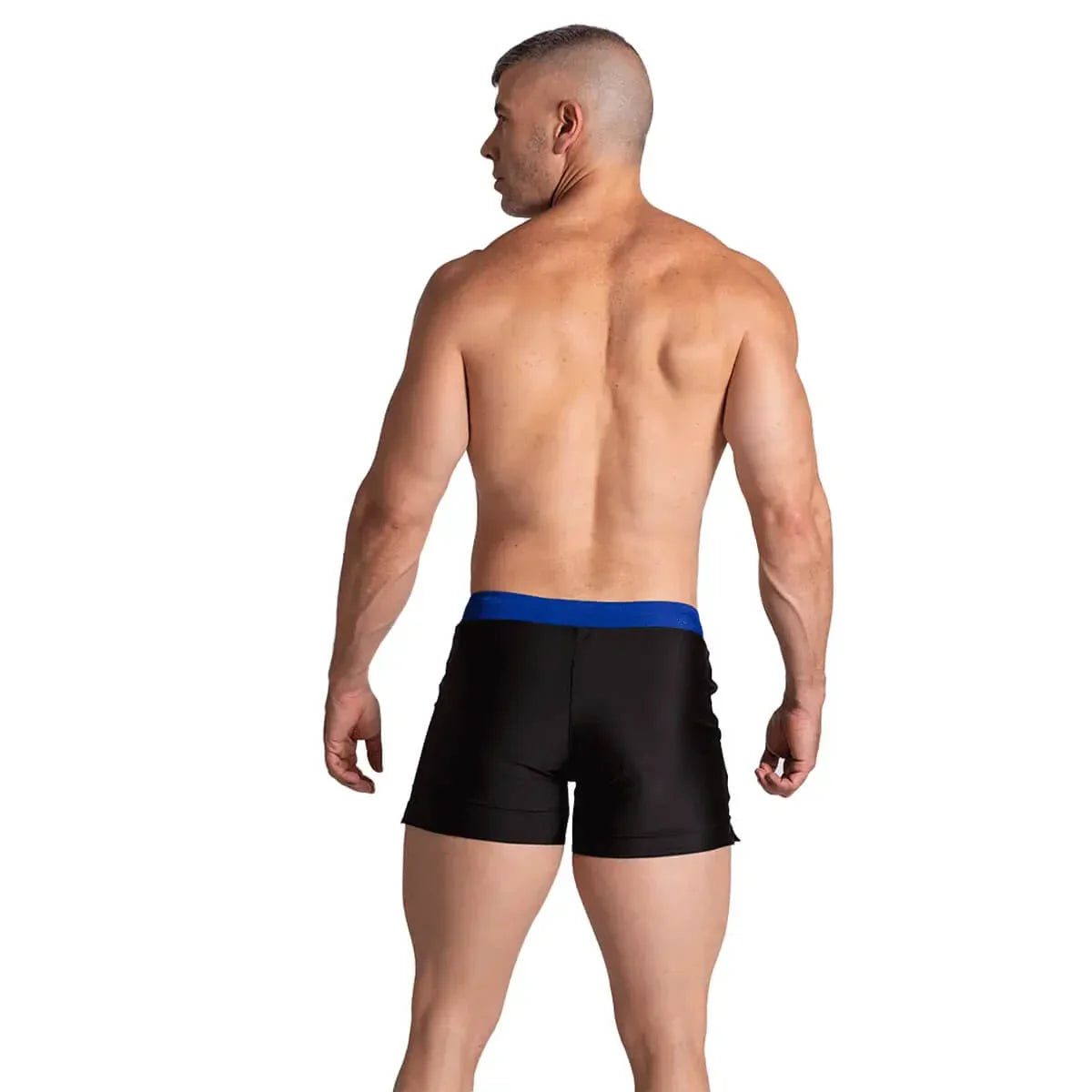 Alfa Black Blue Beachwear on model by Gigo Underwear