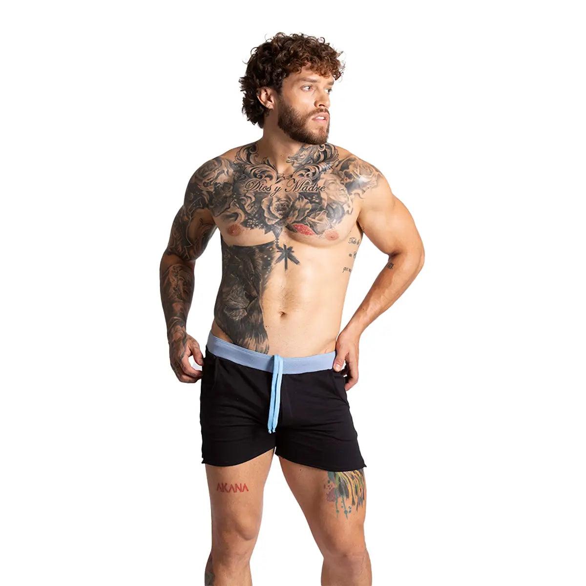 ALFA BLACK BLUE SHORT - Gigo Underwear & MensWear