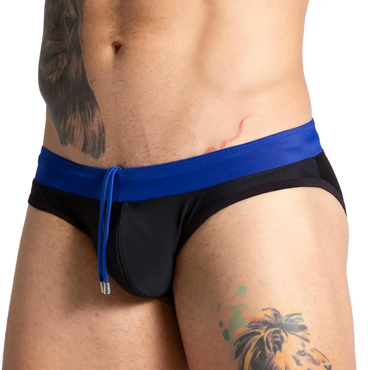 ALFA BLACK BLUE SWIM BRIEF - Gigo Underwear & MensWear