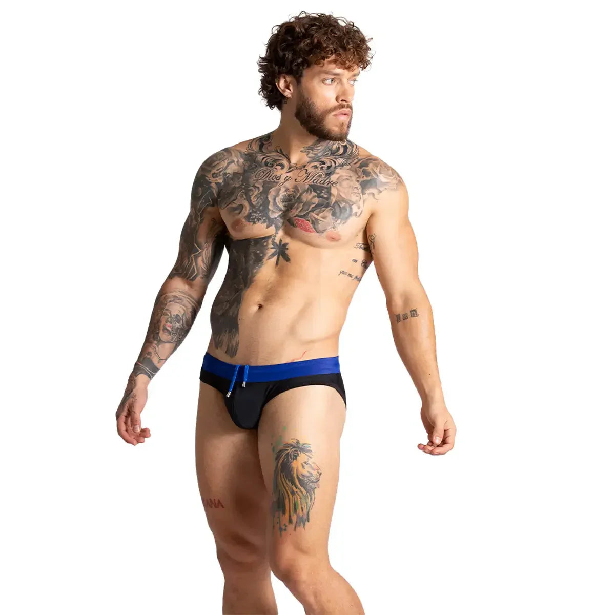 Alfa Black Blue Swim Brief back view by Gigo Underwear