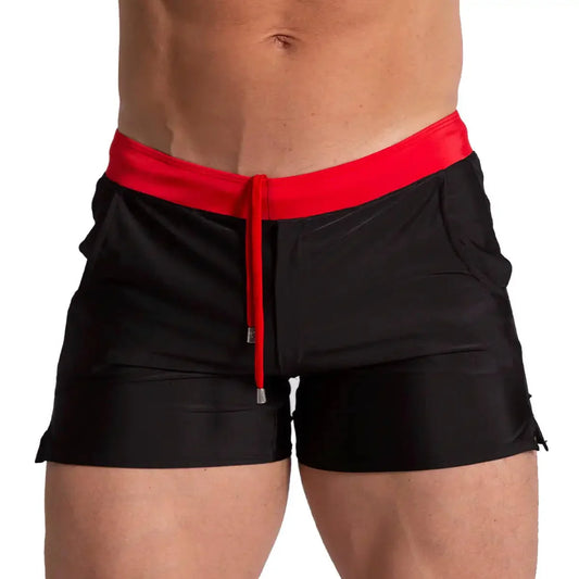 Alfa Black Red Beachwear front view by Gigo Underwear