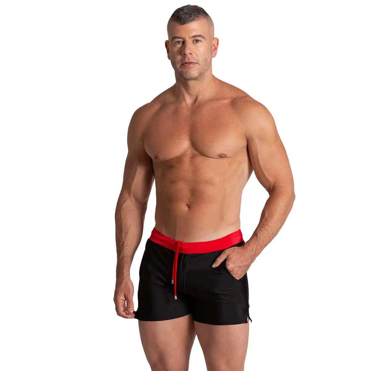 ALFA BLACK RED BEACHWEAR - Gigo Underwear & MensWear