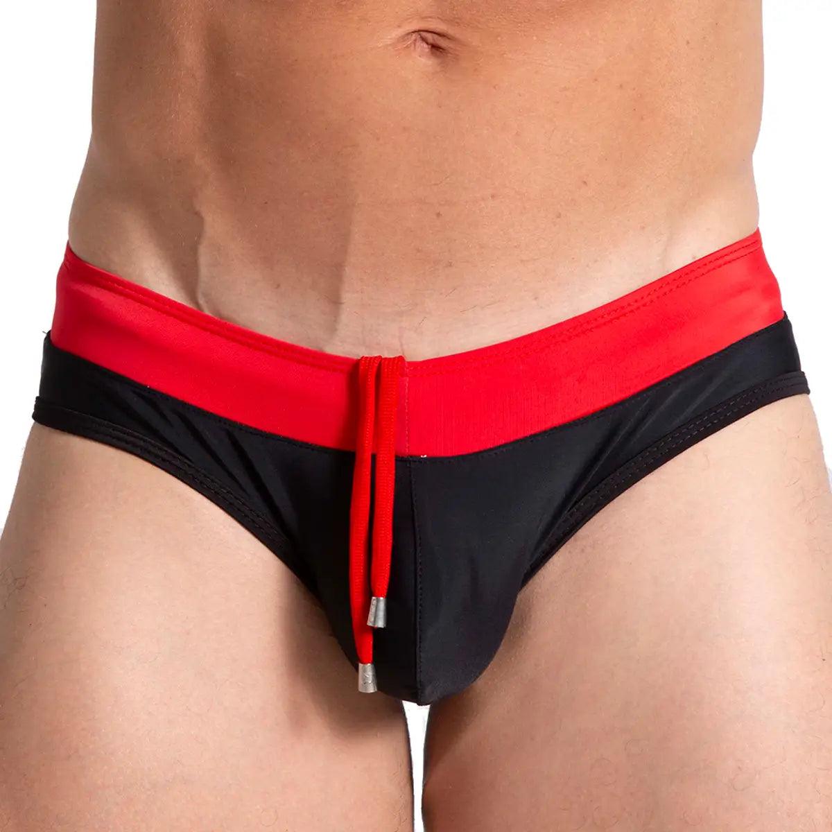 ALFA BLACK RED SWIM BRIEF - Gigo Underwear & MensWear