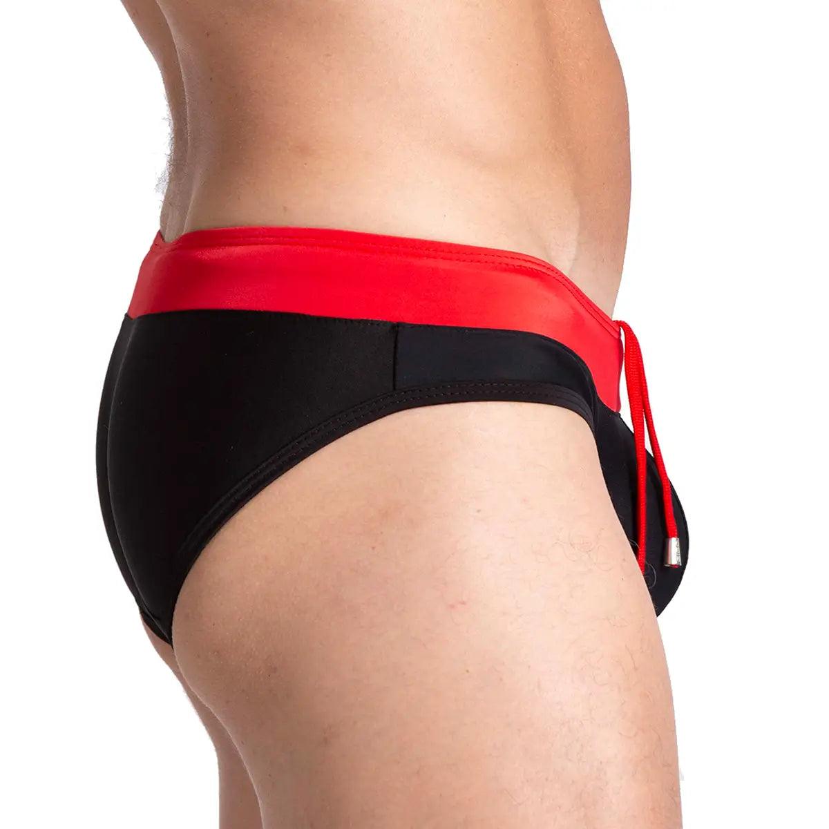 ALFA BLACK RED SWIM BRIEF - Gigo Underwear & MensWear