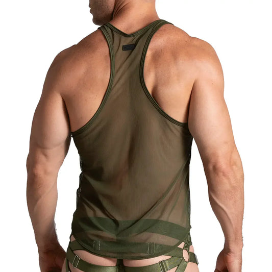 Bahia Green Tank front view by Gigo Underwear