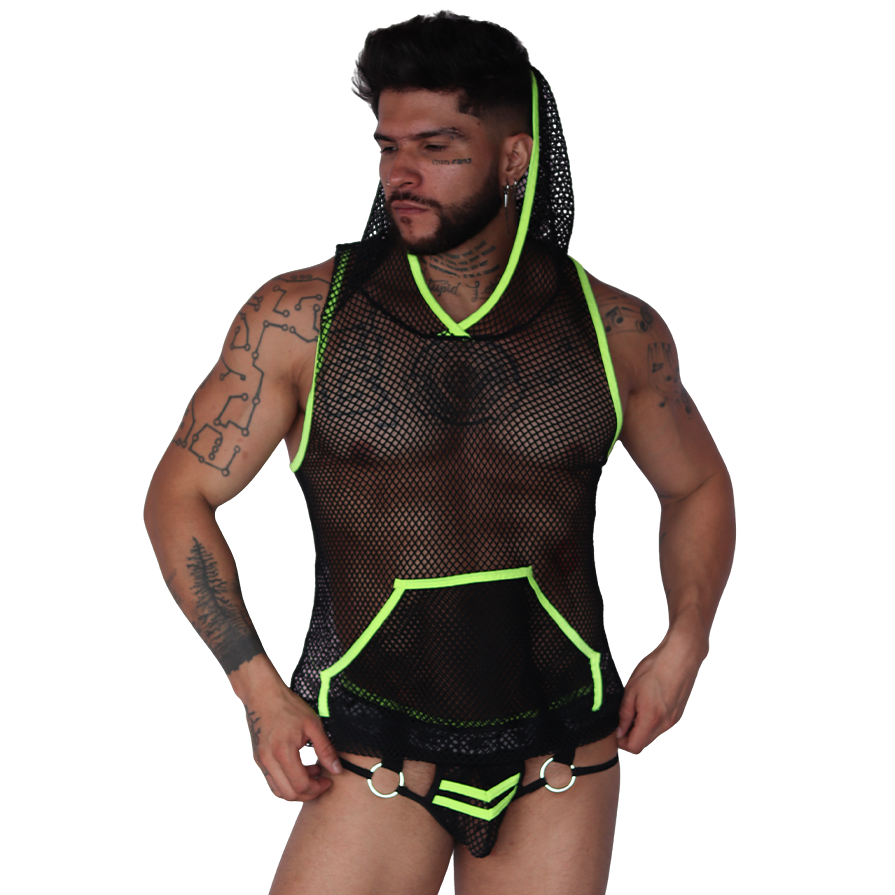 Boox Yellow Hoody T Shirt on model by Gigo Underwear