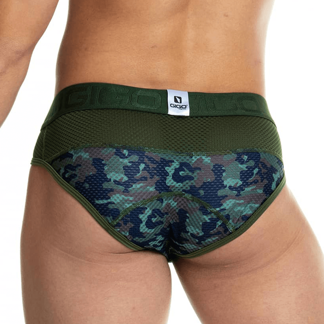 CAMO GREEN BRIEF - Gigo Underwear & MensWear