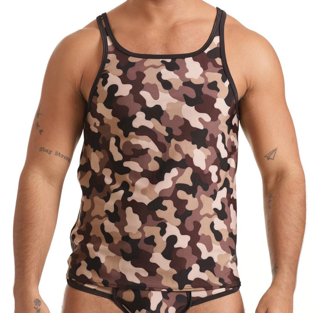 COMBAT BROWN TANK - Gigo Underwear & MensWear