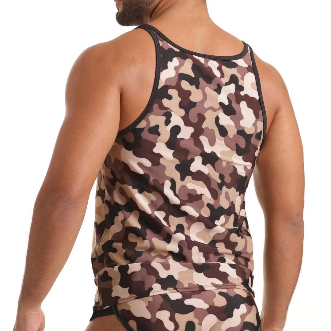 COMBAT BROWN TANK - Gigo Underwear & MensWear