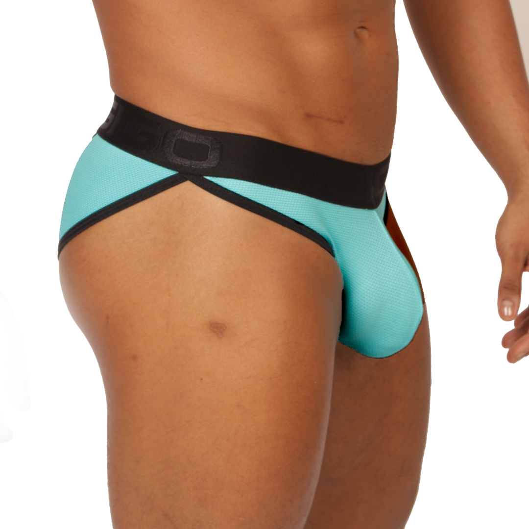 COOL BLUE BRIEF - Bold Men's Brief with Contrasting Waistband