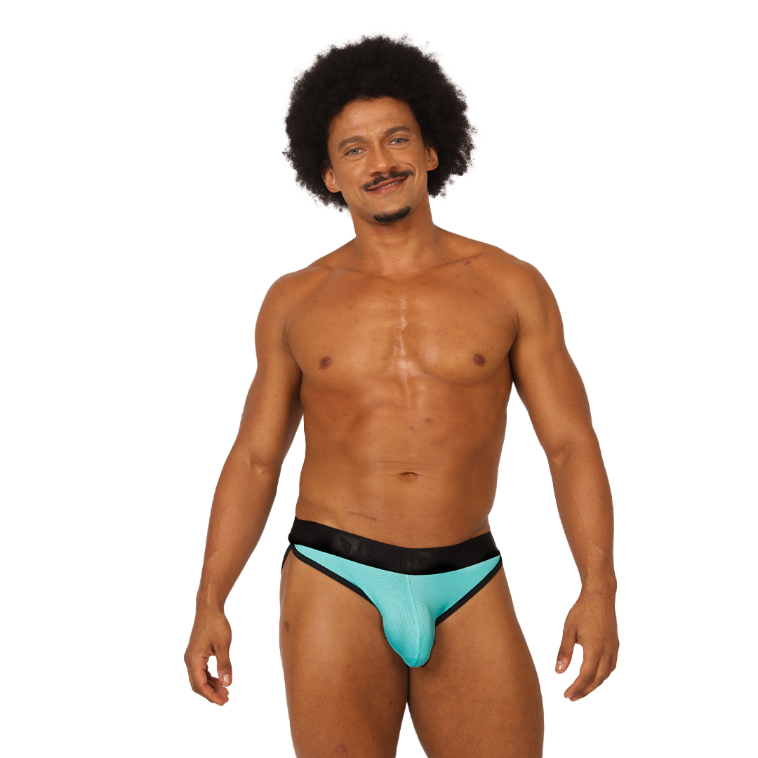 COOL BLUE BRIEF - Bold Men's Brief with Contrasting Waistband