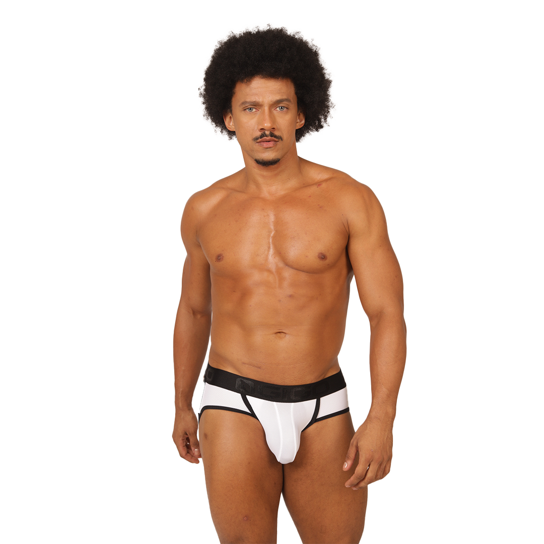 COOL WHITE JOCK THONG - Sexy Men's Jockstrap with Contrast Waistband