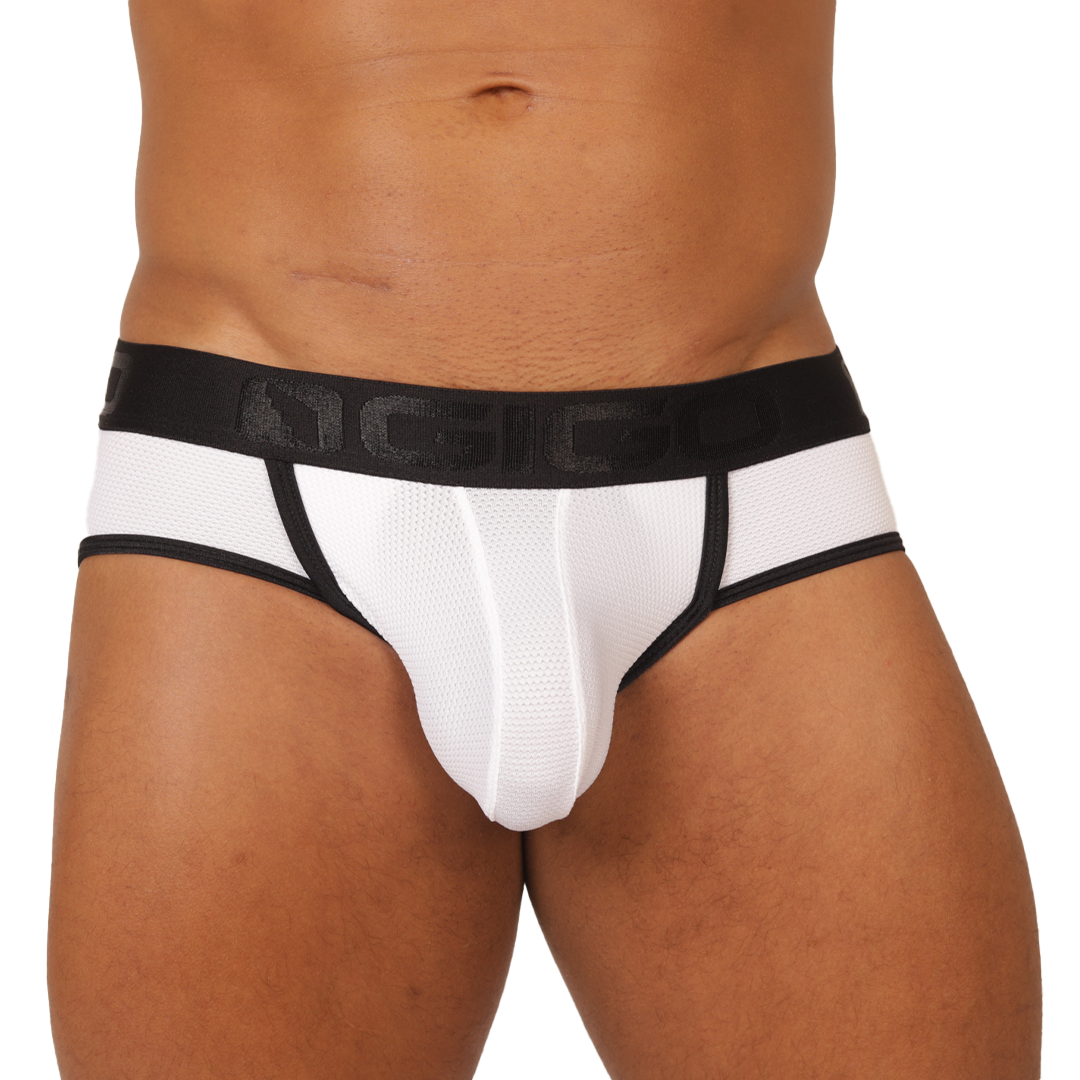 COOL WHITE JOCK THONG - Sexy Men's Jockstrap with Contrast Waistband