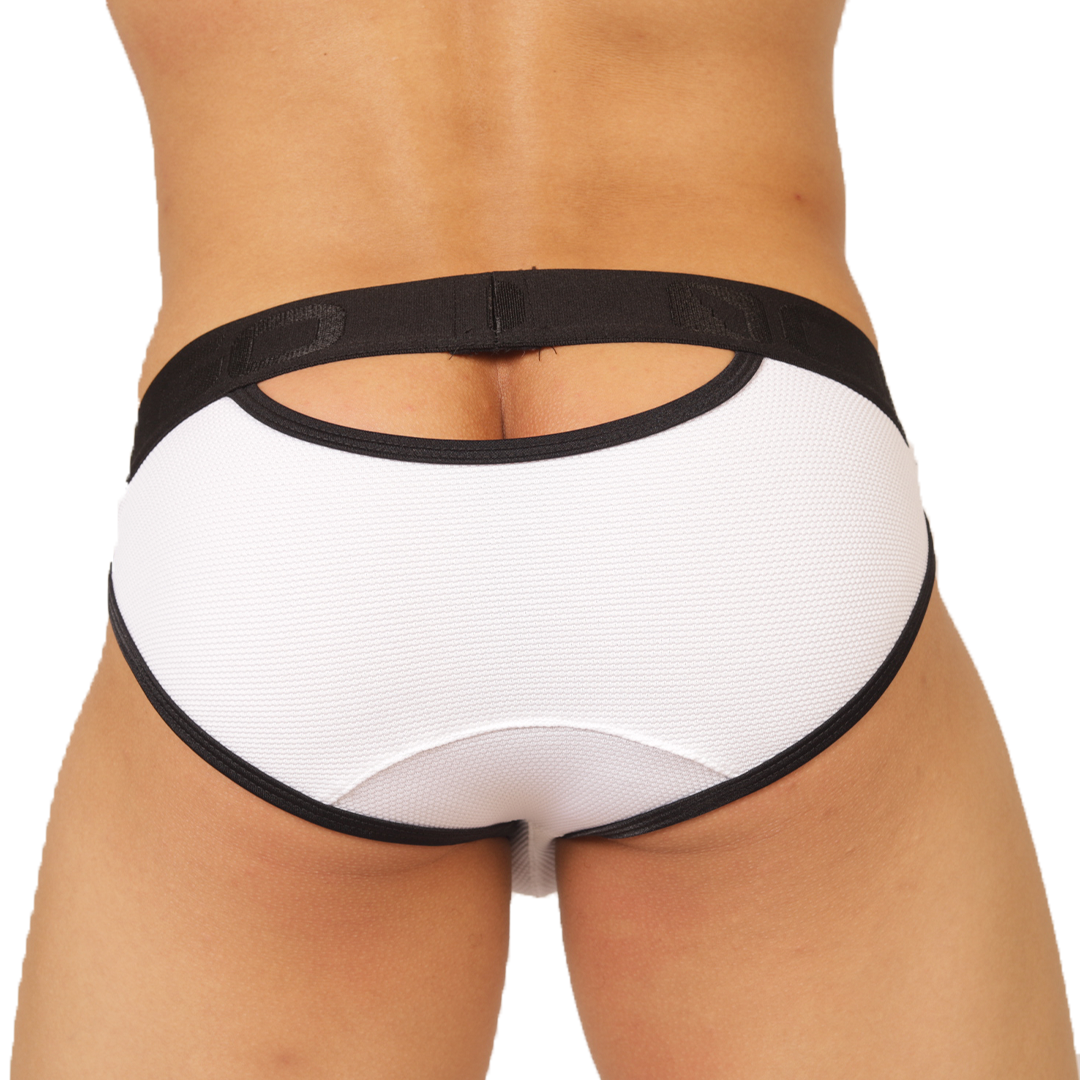 COOL WHITE BRIEF - Bold Men's Brief with Contrasting Waistband
