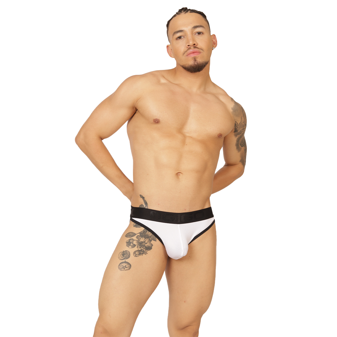 COOL WHITE BRIEF - Bold Men's Brief with Contrasting Waistband