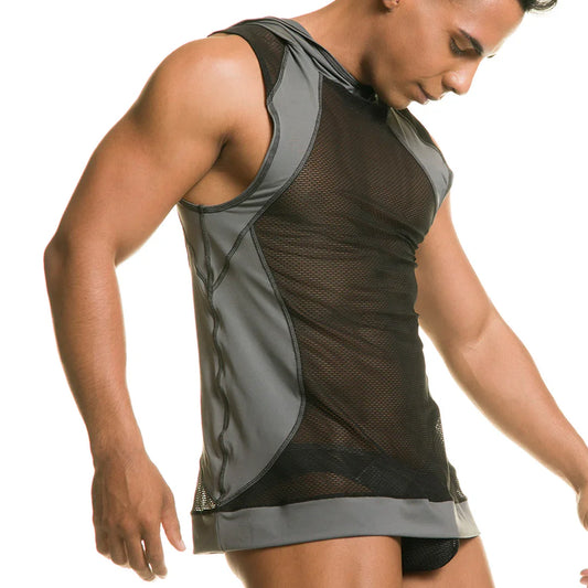 Destructive Gray Hoody Tshirt front view by Gigo Underwear