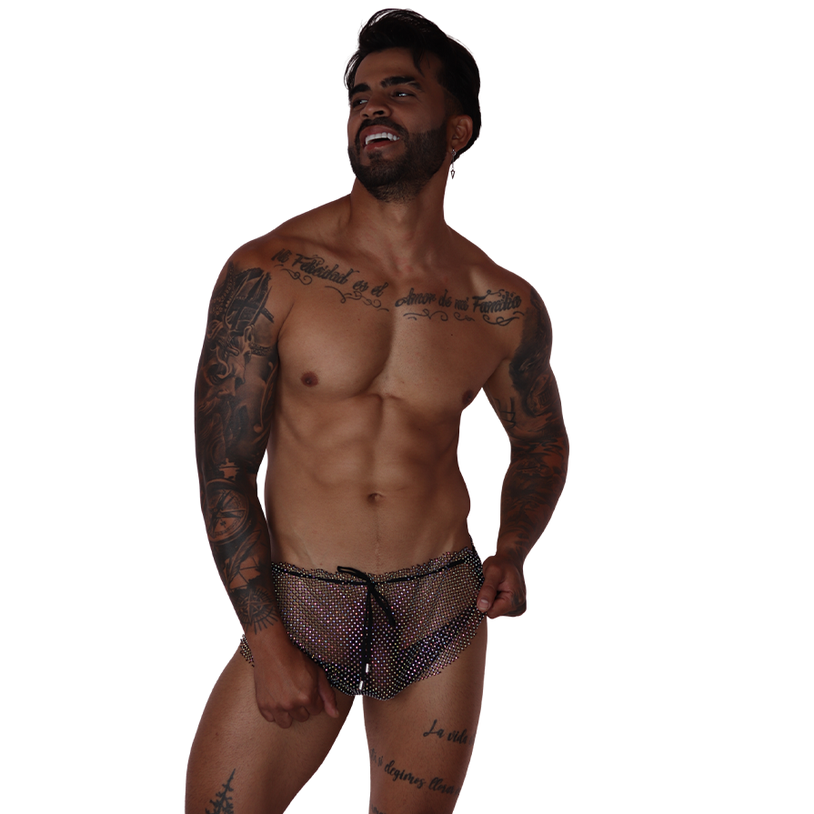 Diamond Black Hot Shorts on model by Gigo Underwear
