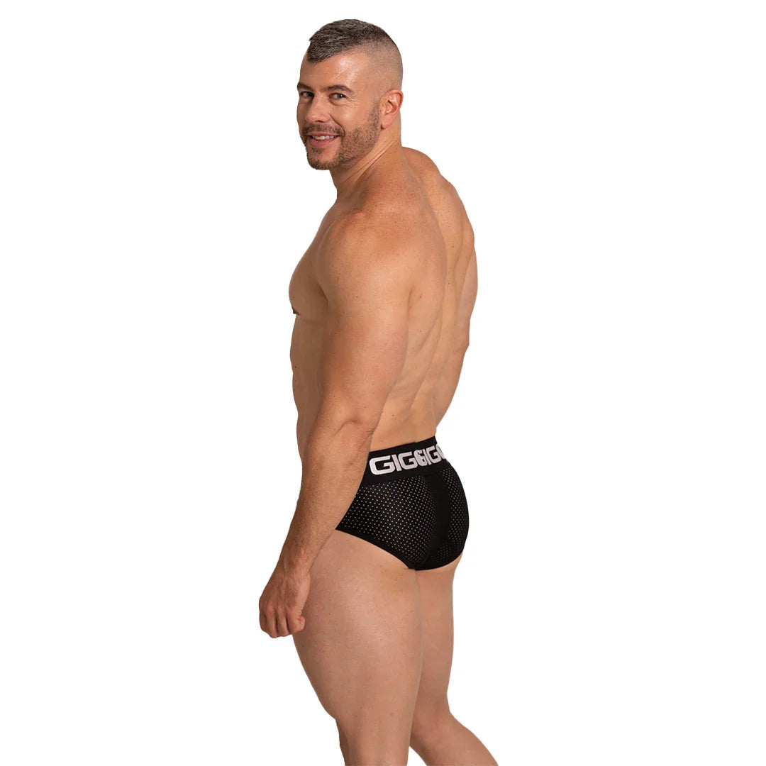 Energetic Black Brief on model by Gigo Underwear