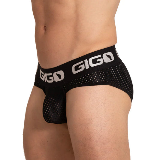 Energetic Black Brief front view by Gigo Underwear
