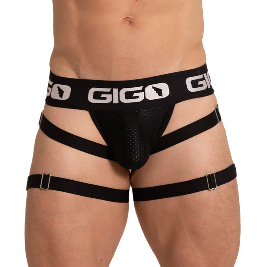 Energetic Black Jock front view by Gigo Underwear