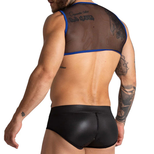 F Fetish Blue Harness front view by Gigo Underwear