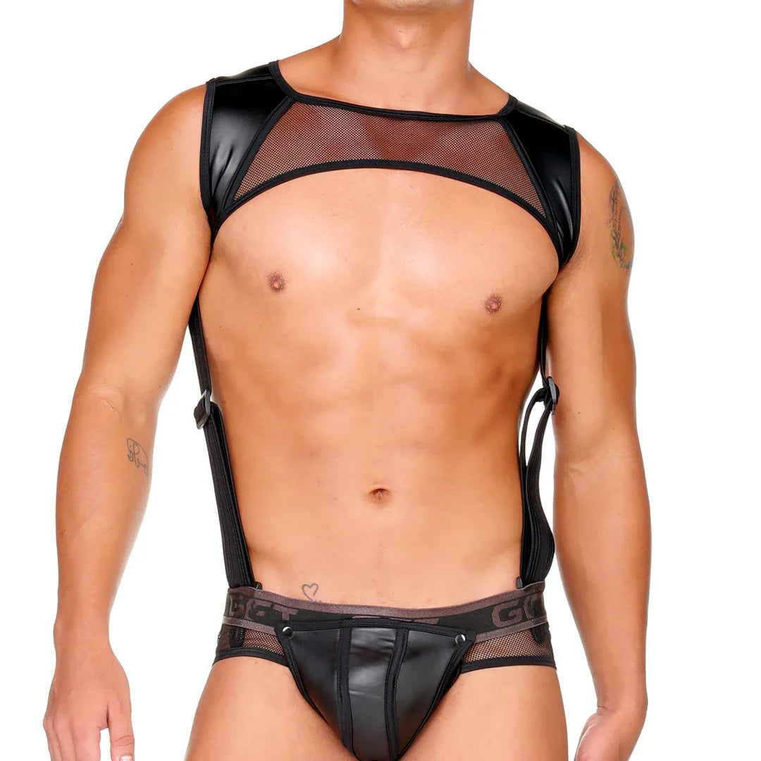 2 Fetiche Black Harness on model by Gigo Underwear