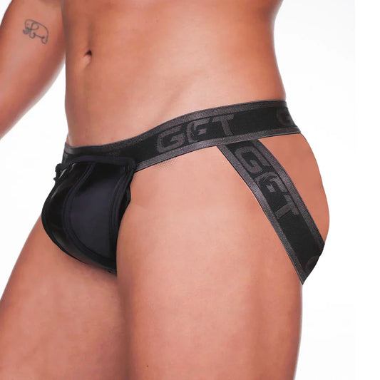 Fetish Black Jockstrap front view by Gigo Underwear