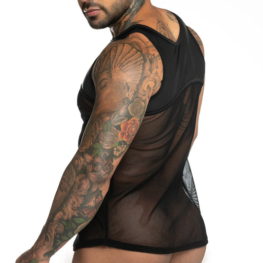 Fetiche Black Tank front view by Gigo Underwear