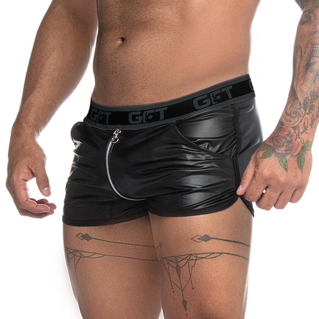 FETICHE BLACK ZIPPER SHORT - Gigo Underwear & MensWear