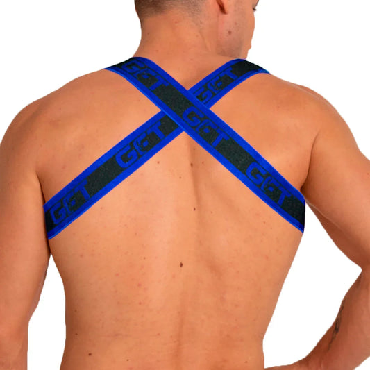 Fetiche Blue Harness front view by Gigo Underwear