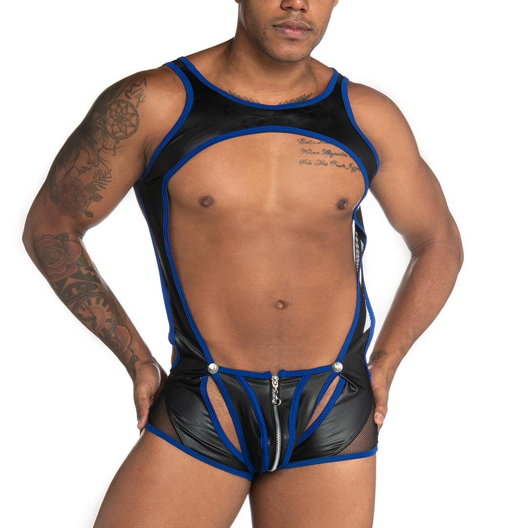 FETICHE BLUE ZIPPER SINGLET - Gigo Underwear & MensWear