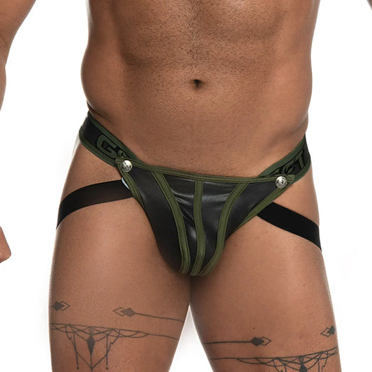 Fetiche Green Jockstrap front view by Gigo Underwear