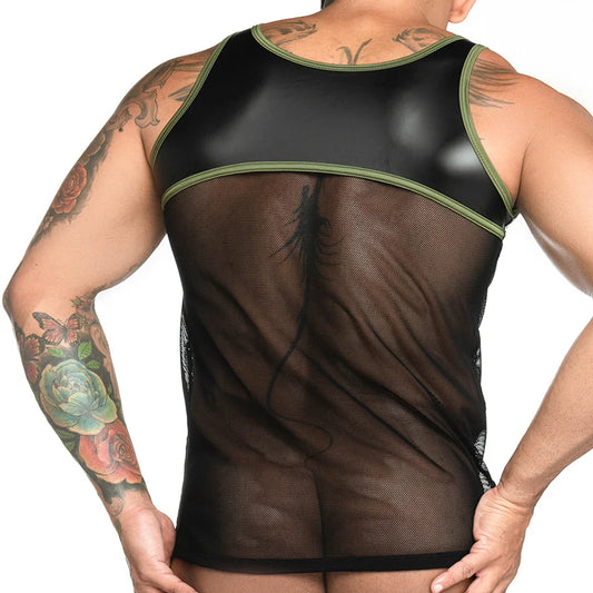 Fetiche Green Tank front view by Gigo Underwear