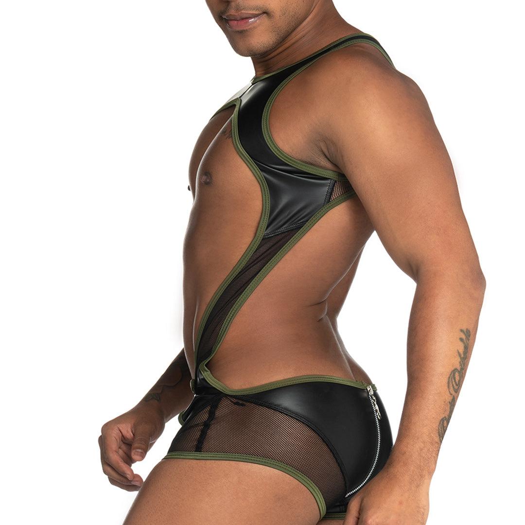 FETICHE GREEN ZIPPER SINGLET - Gigo Underwear & MensWear
