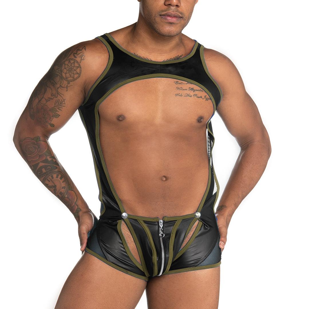 FETICHE GREEN ZIPPER SINGLET - Gigo Underwear & MensWear