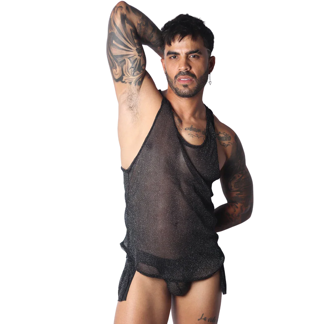 Flash Black Tank on model by Gigo Underwear