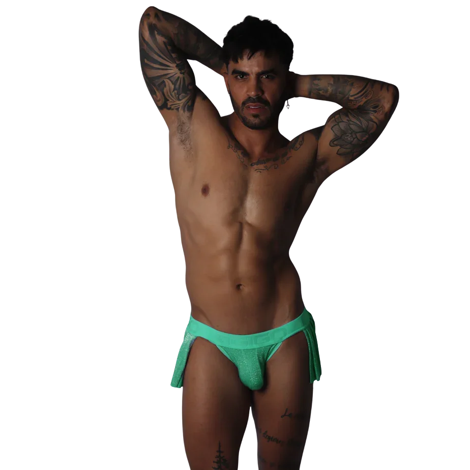 Flash Green Skirt on model by Gigo Underwear