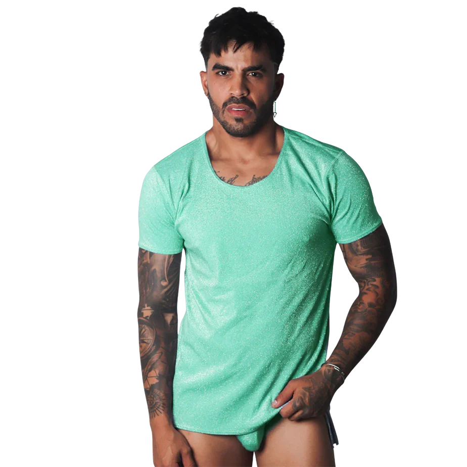 Flash Green Tshirt on model by Gigo Underwear