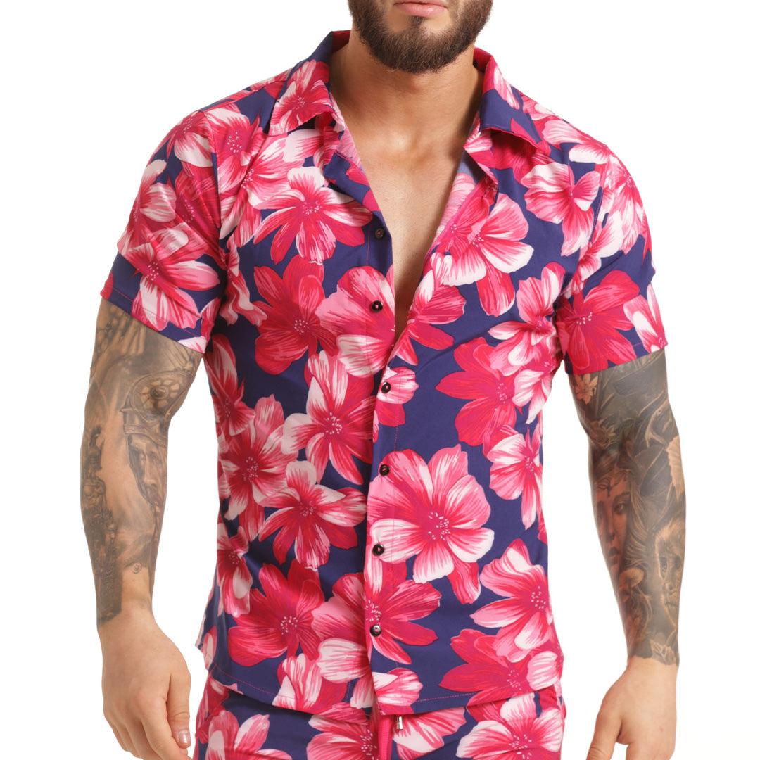FLOWERS FUCSHIA SHIRT - Gigo Underwear & MensWear