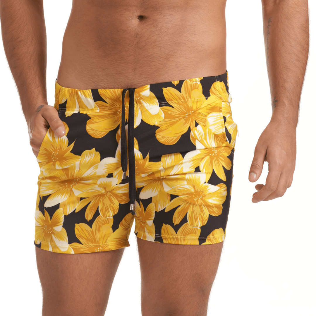 FLOWERS YELLOW BEACHWEAR - Gigo Underwear & MensWear