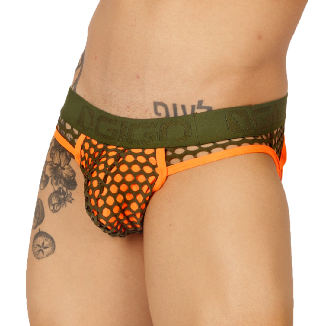 FRESH ORANGE BRIEF JOCK - Sexy Men's Jockstrap with Contrast Waistband
