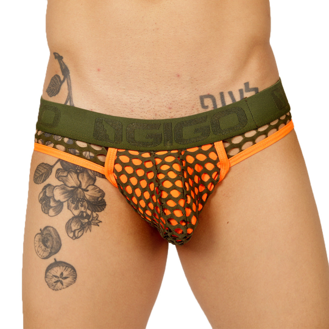 FRESH ORANGE BRIEF JOCK - Sexy Men's Jockstrap with Contrast Waistband