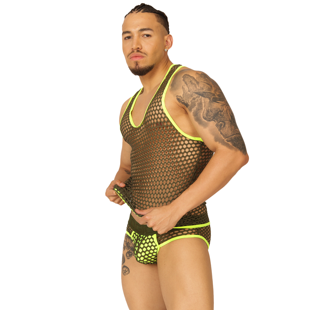 FRESH YELLOW TANK - Bold Men's Brief with Contrasting Waistband