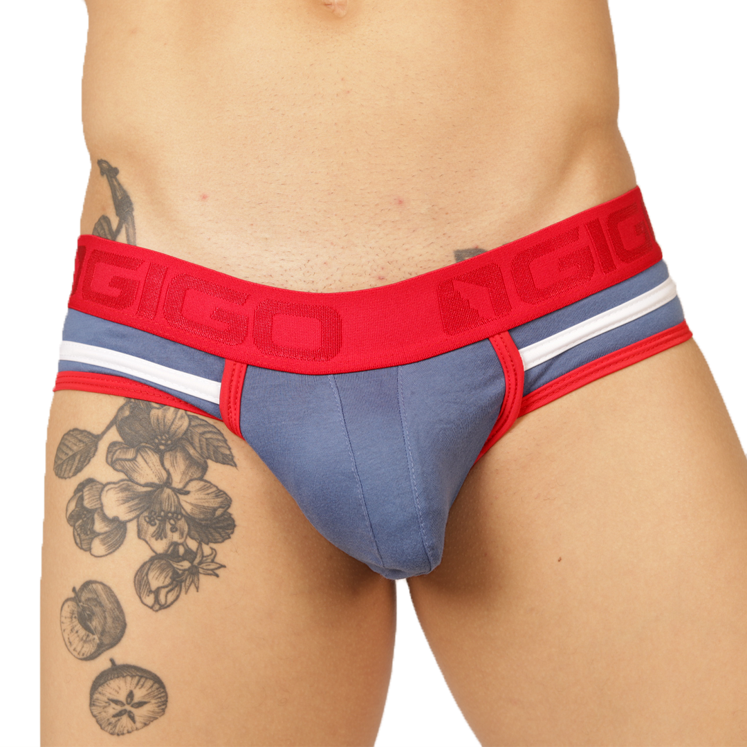 GAROTO BLUE BRIEF - Bold Men's Brief with Contrasting Waistband