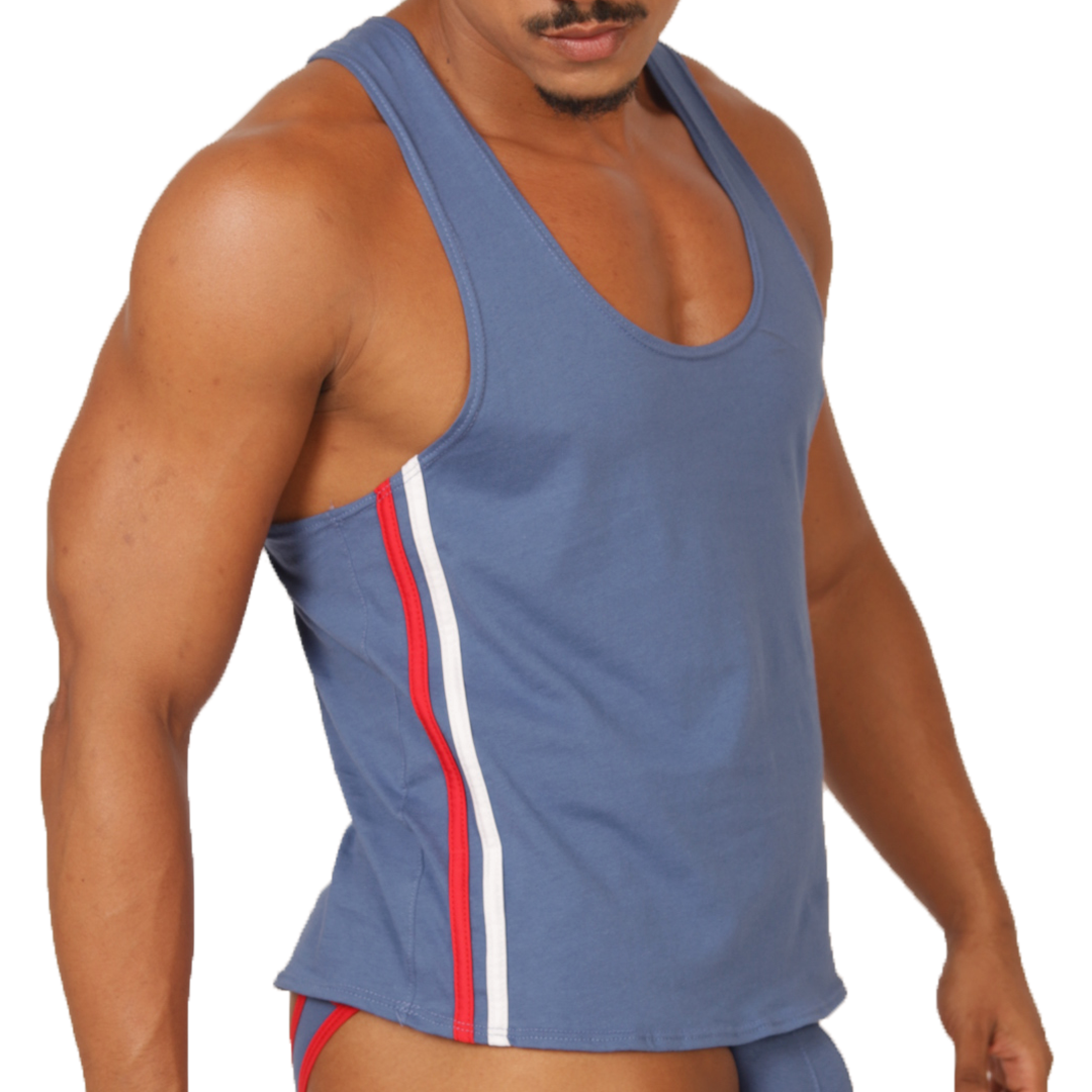 GAROTO BLUE TANK - Bold Men's Brief with Contrasting Waistband