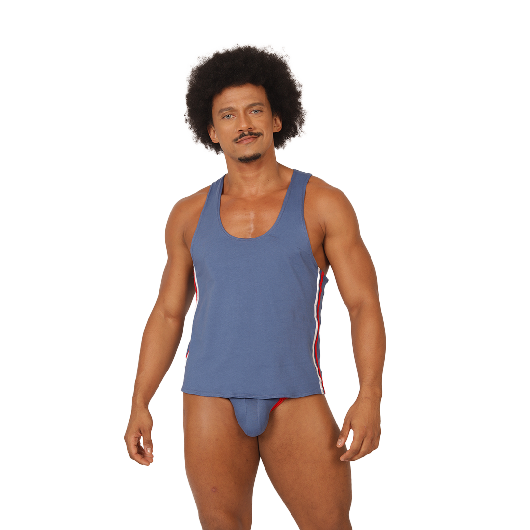 GAROTO BLUE TANK - Bold Men's Brief with Contrasting Waistband