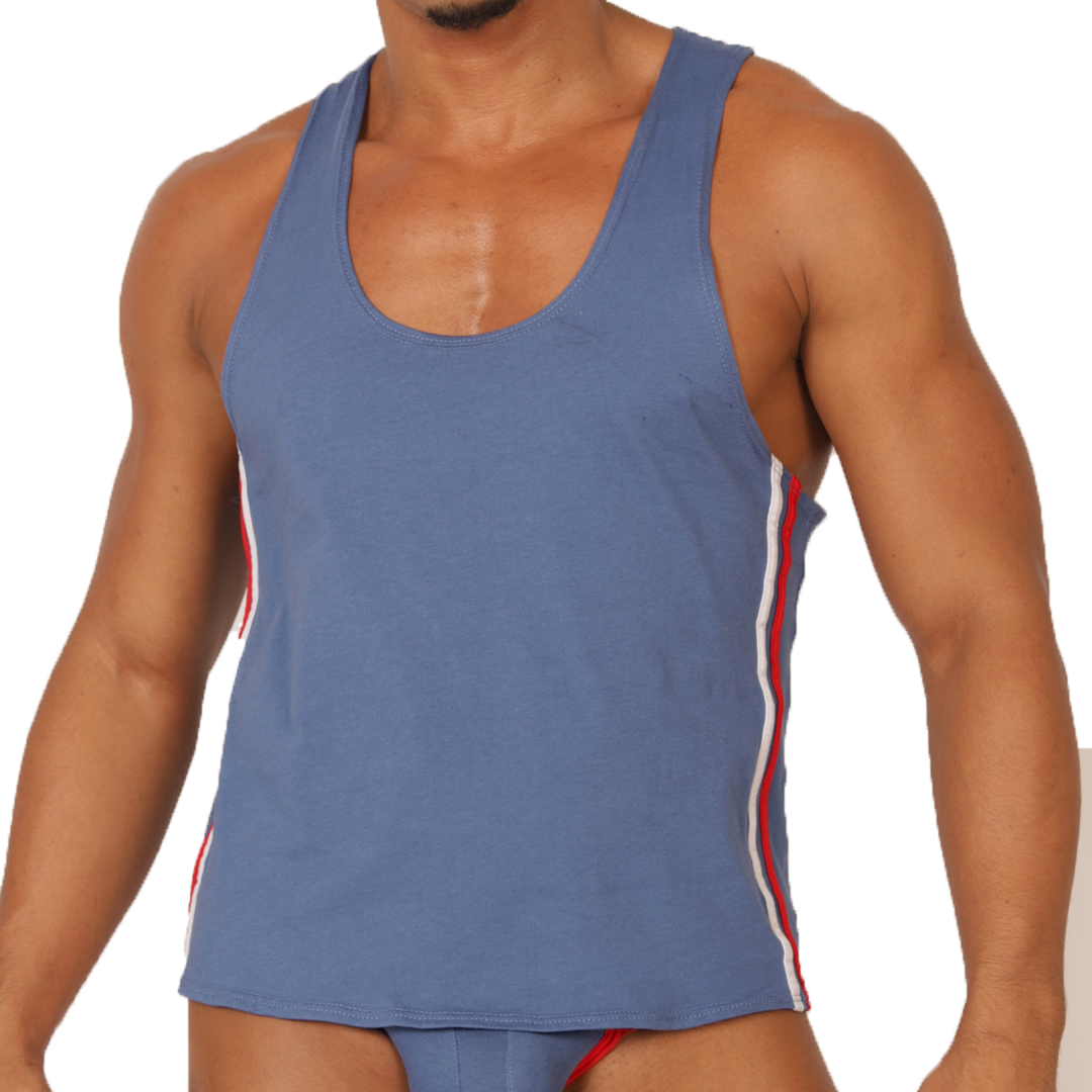 GAROTO BLUE TANK - Bold Men's Brief with Contrasting Waistband
