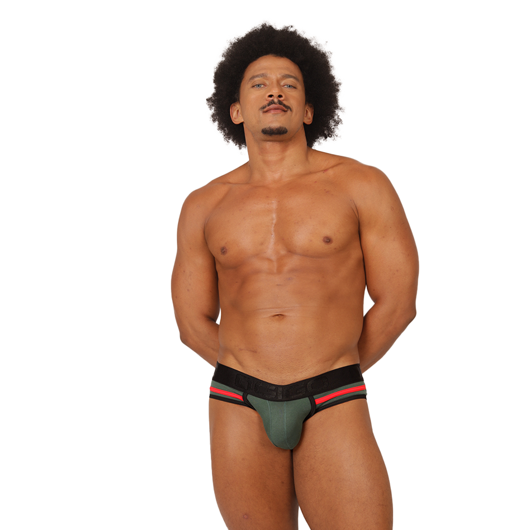 GAROTO GREEN BRIEF - Bold Men's Brief with Contrasting Waistband