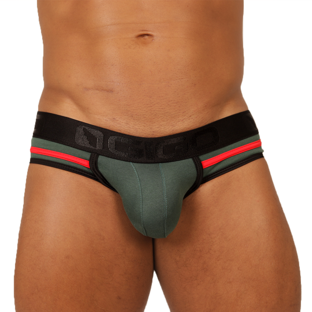 GAROTO GREEN BRIEF - Bold Men's Brief with Contrasting Waistband
